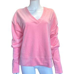Juicy Couture Pink Velour V-Neck Pullover Sweatshirt Womens Size 1X